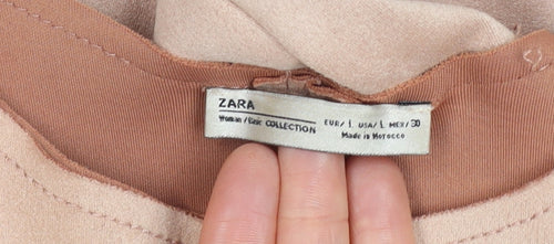 Zara Women Beige Faux Suede Long Overcoat Size 14