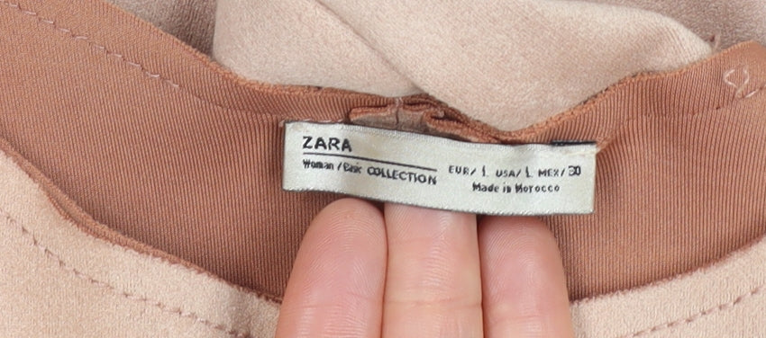 Zara Women Beige Faux Suede Long Overcoat Size 14