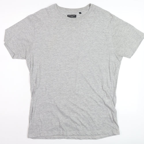 Brave Soul Men's Grey Short Sleeve Crew Neck Cotton Blend T-Shirt Size L