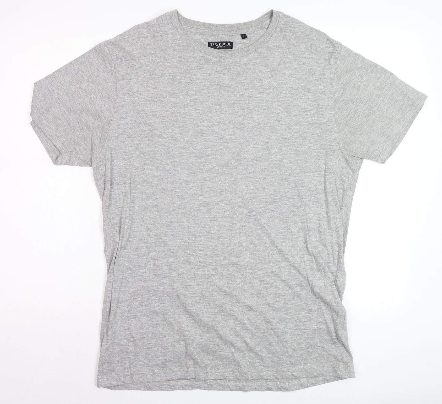 Brave Soul Men's Grey Short Sleeve Crew Neck Cotton Blend T-Shirt Size L