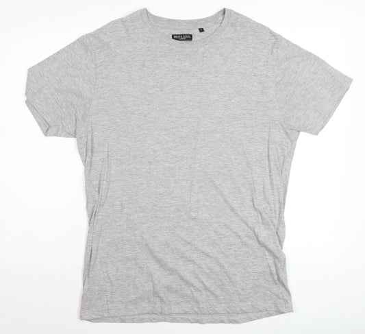 Brave Soul Men's Grey Short Sleeve Crew Neck Cotton Blend T-Shirt Size L