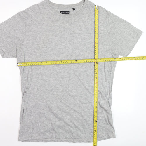 Brave Soul Men's Grey Short Sleeve Crew Neck Cotton Blend T-Shirt Size L