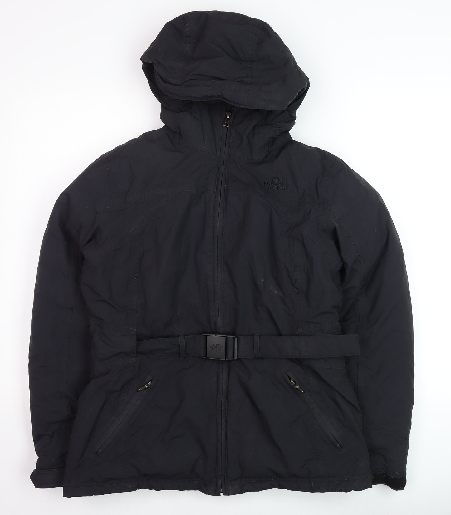 The North Face Womens Black M Belted Hooded Parka Jacket