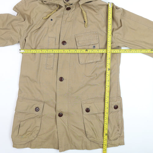 Next Men's Beige Cotton Hooded Parka Jacket Size S Casual Outdoor