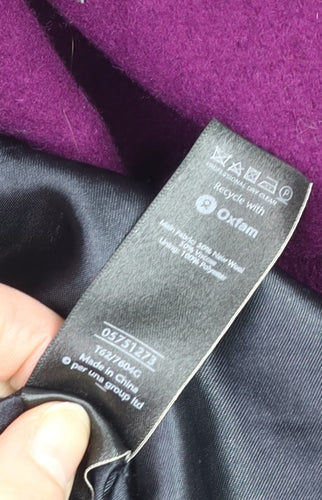 Marks and Spencer Per Una Women’s Purple Wool Blend Mid-Length Coat Size 14