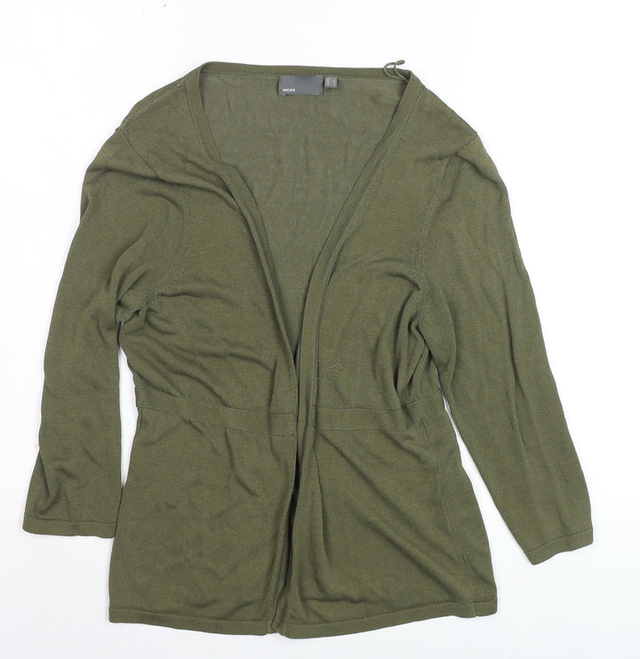 Mexx Women’s Green Cardigan L Lightweight Knit Open 3/4 Sleeve