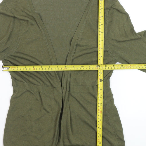 Mexx Women’s Green Cardigan L Lightweight Knit Open 3/4 Sleeve