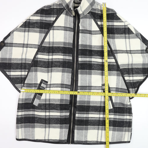 River Island Women's Grey Check Wool Blend Cape Jacket Size S