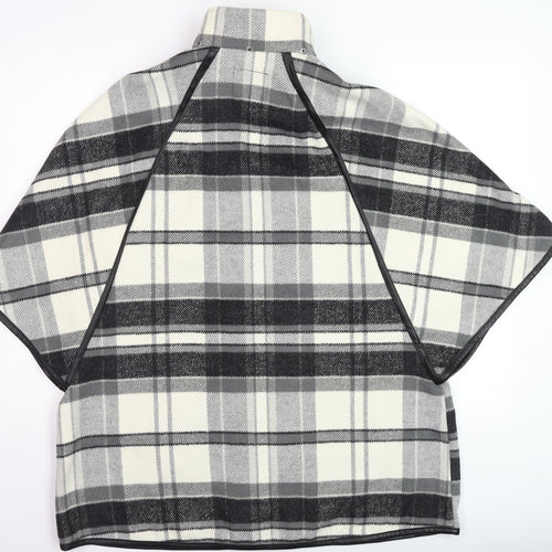 River Island Women's Grey Check Wool Blend Cape Jacket Size S