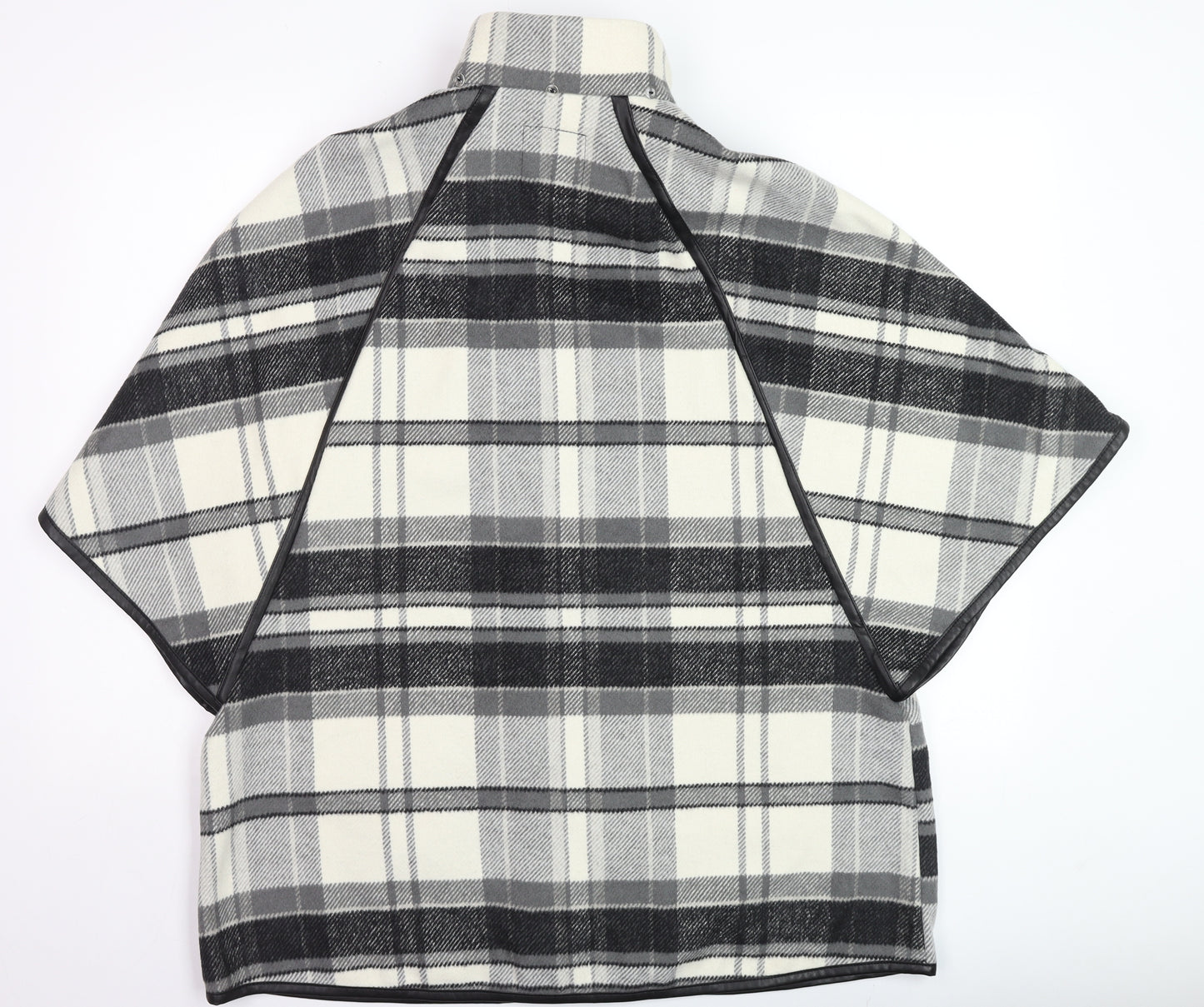River Island Women's Grey Check Wool Blend Cape Jacket Size S