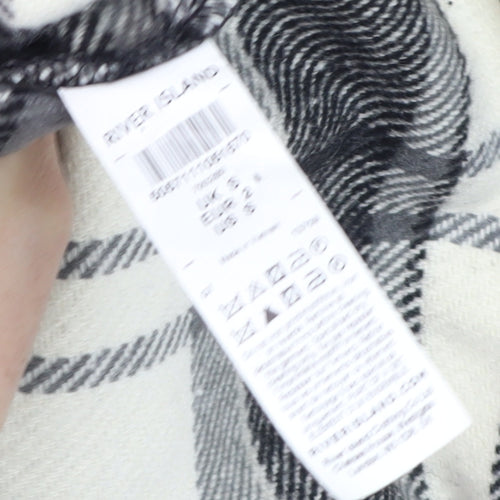 River Island Women's Grey Check Wool Blend Cape Jacket Size S