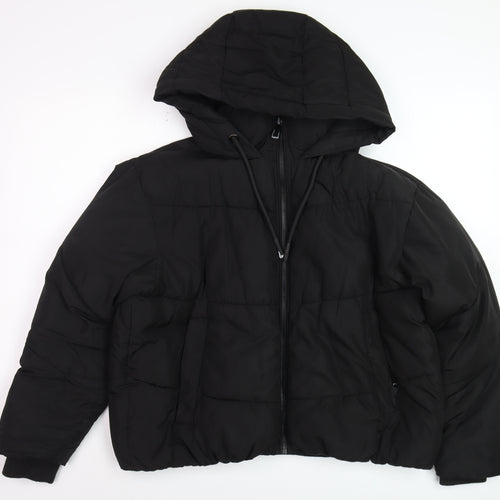 ZARA Women’s Black Puffer Jacket Hooded Short Size S