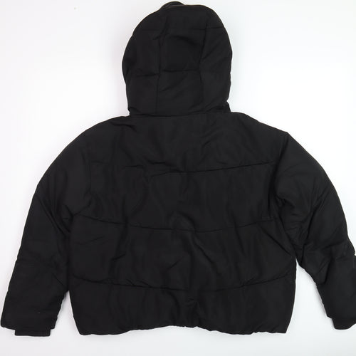 ZARA Women’s Black Puffer Jacket Hooded Short Size S