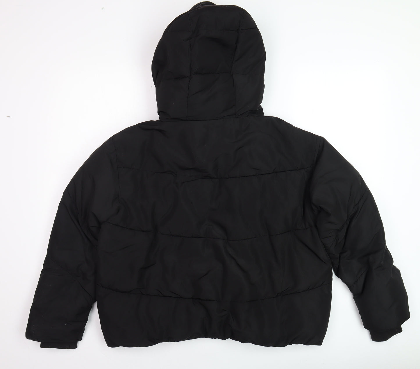 ZARA Women’s Black Puffer Jacket Hooded Short Size S