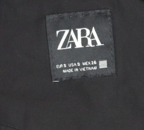 ZARA Women’s Black Puffer Jacket Hooded Short Size S