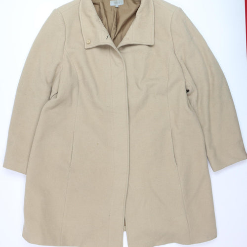 Marks and Spencer Women Beige Wool Cashmere Mid-Length Coat Size 22