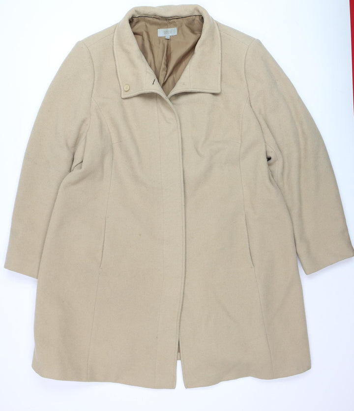 Marks and Spencer Women Beige Wool Cashmere Mid-Length Coat Size 22