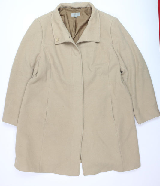 Marks and Spencer Women Beige Wool Cashmere Mid-Length Coat Size 22