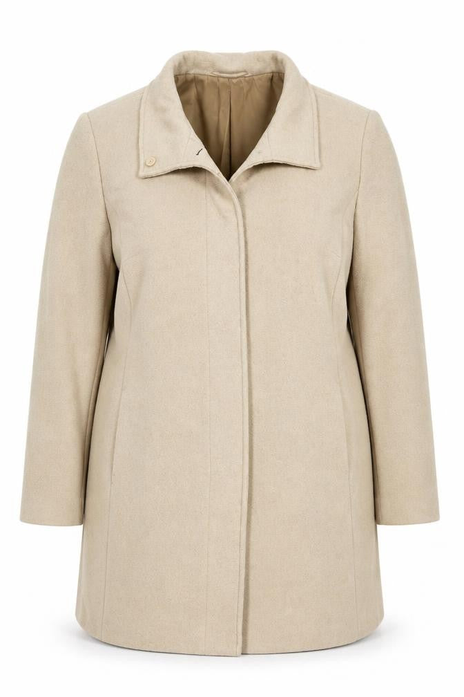 Marks and Spencer Women Beige Wool Cashmere Mid-Length Coat Size 22