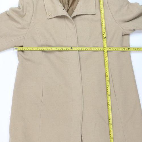 Marks and Spencer Women Beige Wool Cashmere Mid-Length Coat Size 22