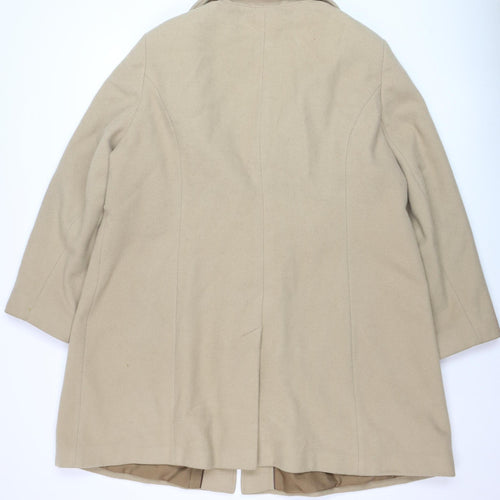 Marks and Spencer Women Beige Wool Cashmere Mid-Length Coat Size 22