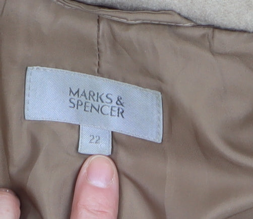 Marks and Spencer Women Beige Wool Cashmere Mid-Length Coat Size 22