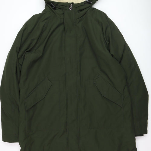 Marks and Spencer Men's Green Hooded Parka Coat XL Lined Winter Jacket
