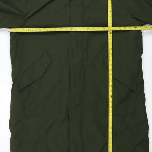 Marks and Spencer Men's Green Hooded Parka Coat XL Lined Winter Jacket
