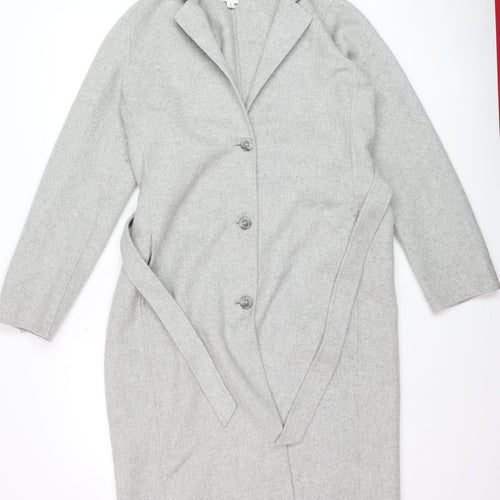 GAP Women’s Grey Wool Blend Long Belted Overcoat Size M