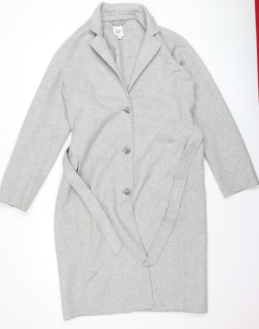 GAP Women’s Grey Wool Blend Long Belted Overcoat Size M