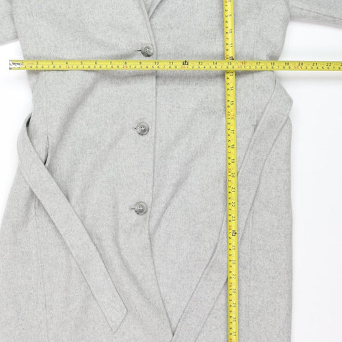 GAP Women’s Grey Wool Blend Long Belted Overcoat Size M