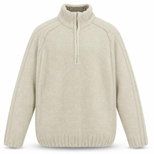Wolsey Men's Beige 1/2 Zip High Neck Knit Jumper Size M