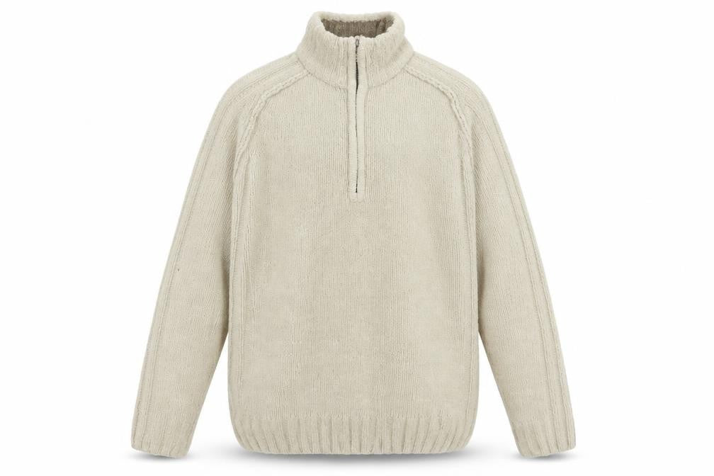 Wolsey Men's Beige 1/2 Zip High Neck Knit Jumper Size M