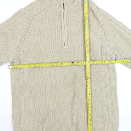 Wolsey Men's Beige 1/2 Zip High Neck Knit Jumper Size M