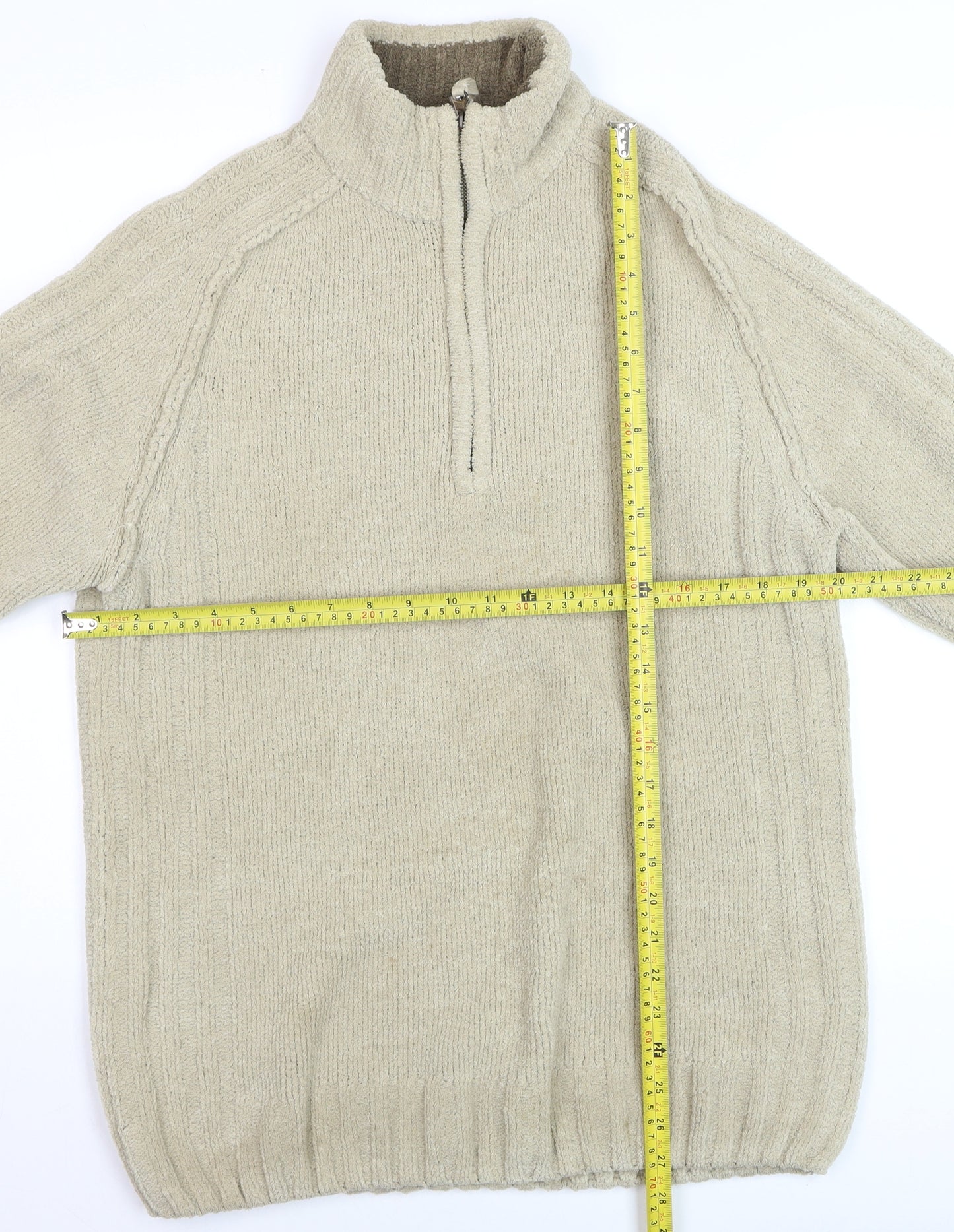 Wolsey Men's Beige 1/2 Zip High Neck Knit Jumper Size M