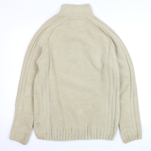 Wolsey Men's Beige 1/2 Zip High Neck Knit Jumper Size M