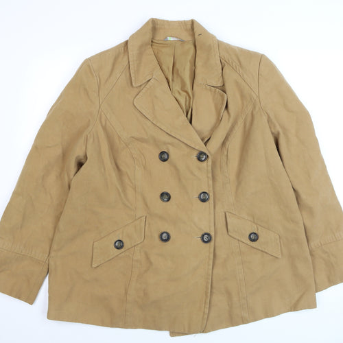 Marks and Spencer Women Beige Cotton Pea Coat Size 20