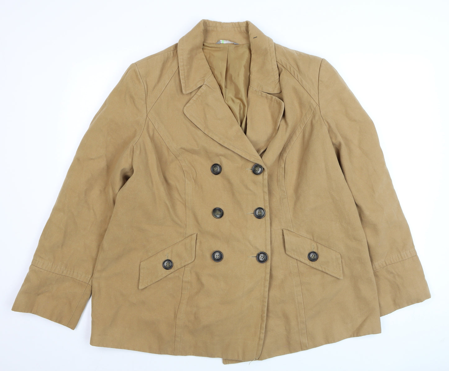Marks and Spencer Women Beige Cotton Pea Coat Size 20