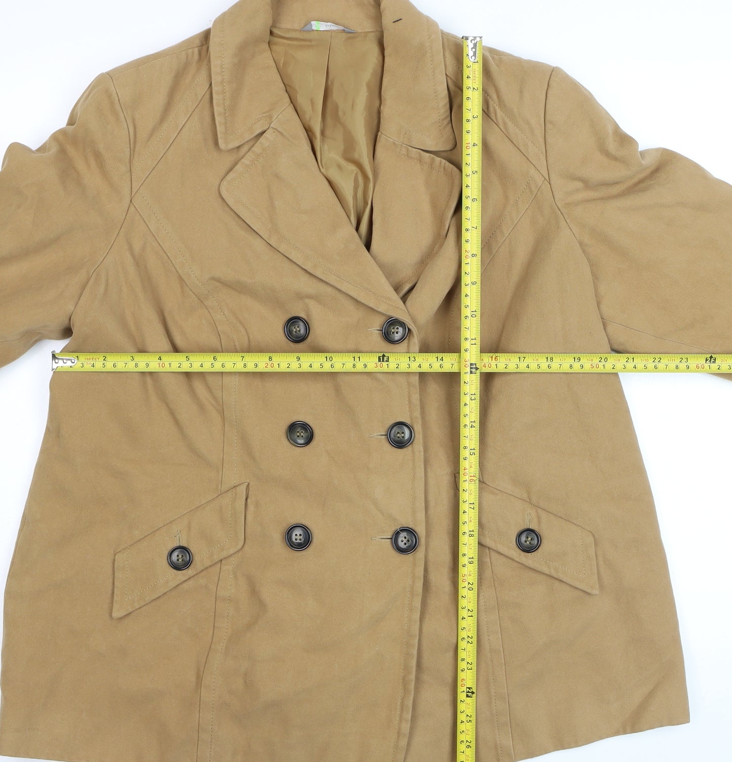 Marks and Spencer Women Beige Cotton Pea Coat Size 20