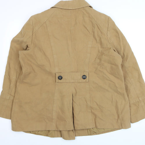 Marks and Spencer Women Beige Cotton Pea Coat Size 20
