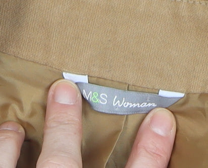 Marks and Spencer Women Beige Cotton Pea Coat Size 20