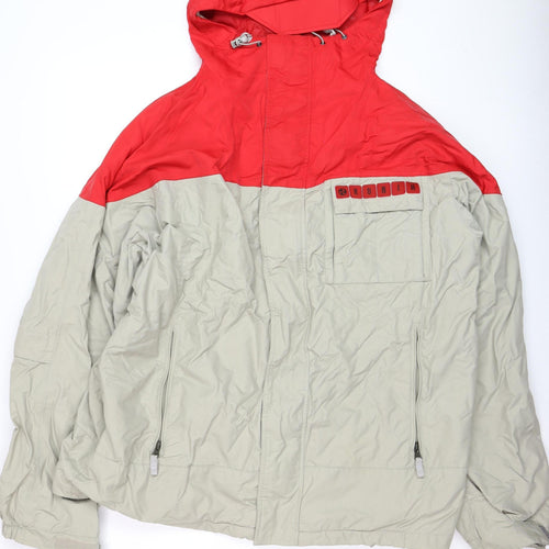 Burton Mens Red Beige XL Hooded Waterproof Ski Jacket