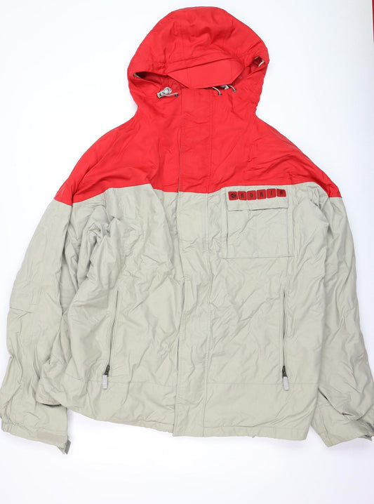 Burton Mens Red Beige XL Hooded Waterproof Ski Jacket