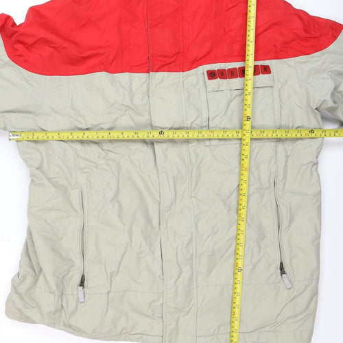 Burton Mens Red Beige XL Hooded Waterproof Ski Jacket