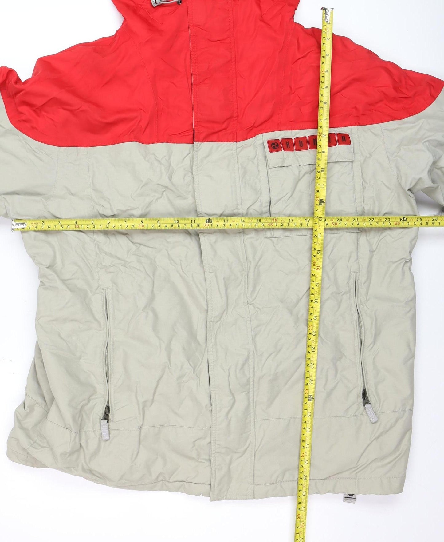 Burton Mens Red Beige XL Hooded Waterproof Ski Jacket
