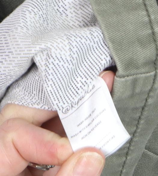 @Republic Men's Green Cotton Hooded Parka Jacket M