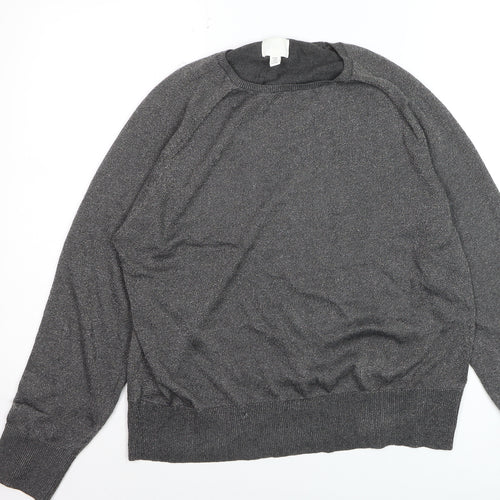 H&M Womens Grey Metallic Knit Pullover Jumper Size 14