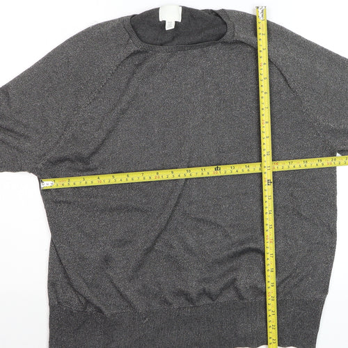 H&M Womens Grey Metallic Knit Pullover Jumper Size 14