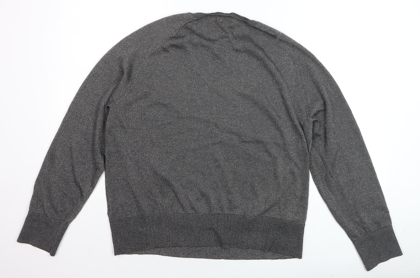 H&M Womens Grey Metallic Knit Pullover Jumper Size 14