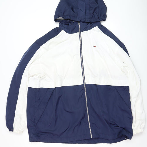 Tommy Hilfiger Men’s Blue White L Hooded Windbreaker Jacket